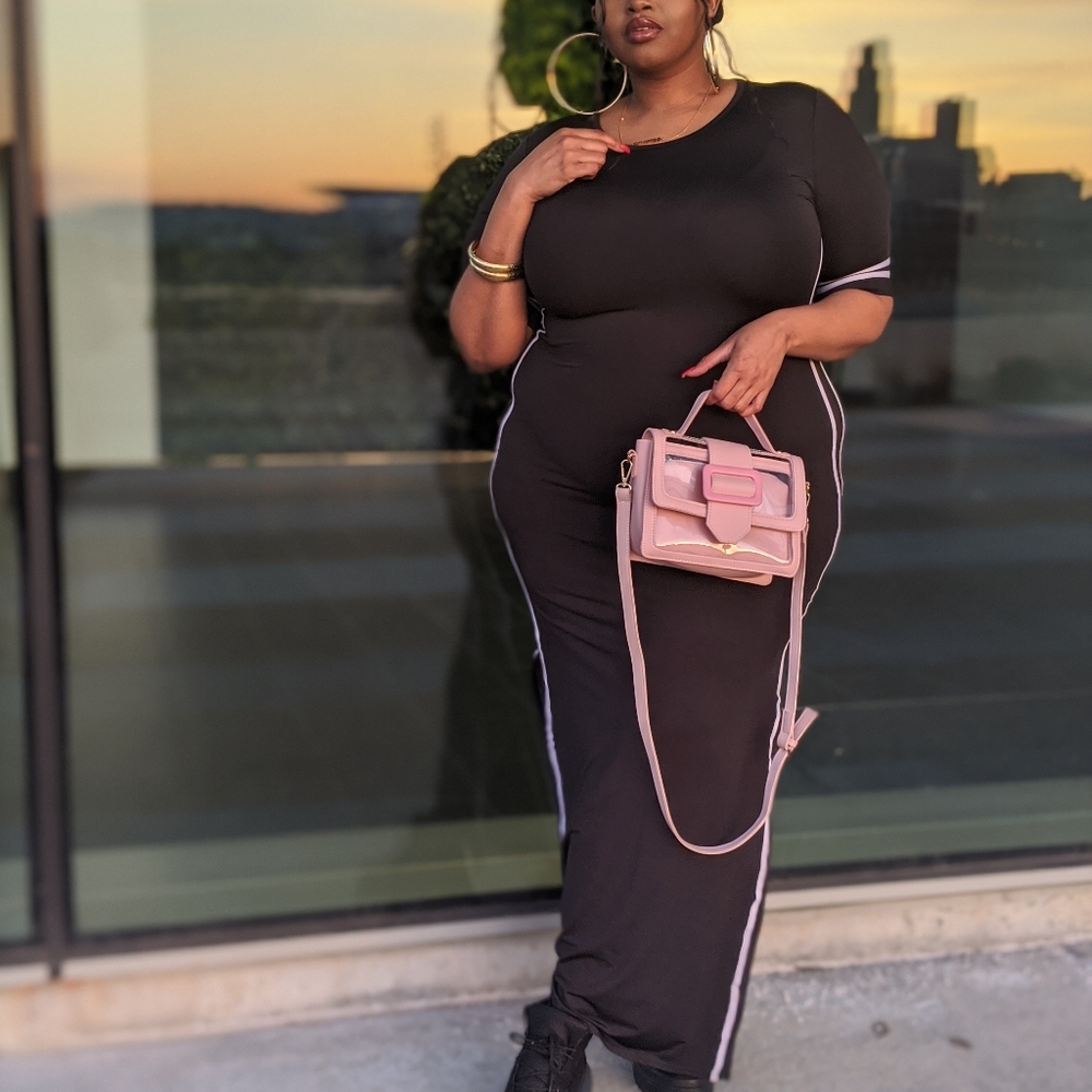 Black White Strips Maxi Dress